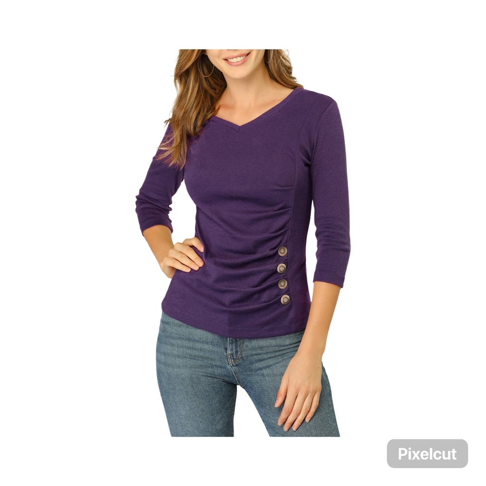 NWOT Allegra K Purple Blouse with Side Buttons Size Medium